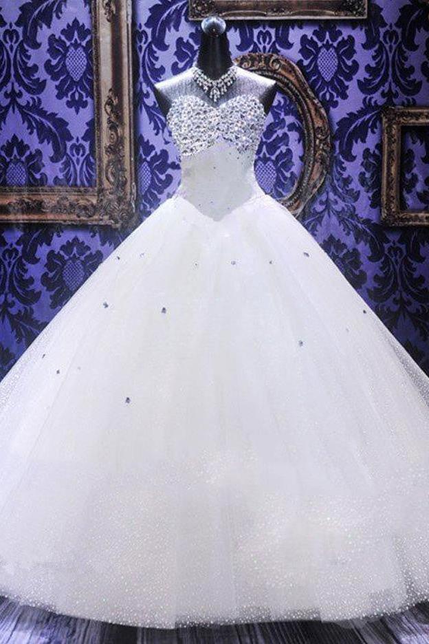 Rhinestone Stunning Wedding Dresses Ball Gown Sweetheart Elegant Luxurious Bridal Dresses