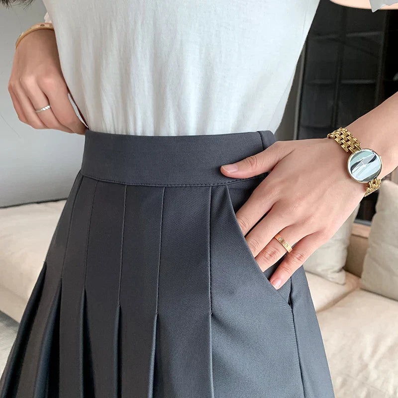 DressBetty - Korean Black Gray Pleated Summer Mini Skirt - View 5 | VelvetHem