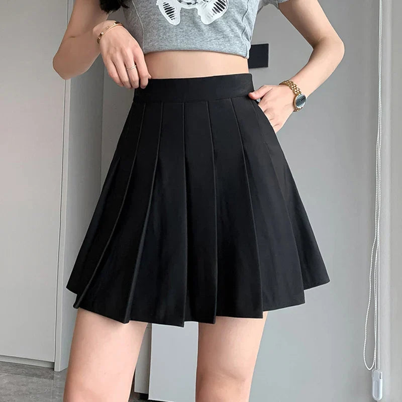 DressBetty - Korean Black Gray Pleated Summer Mini Skirt - View 7 | VelvetHem