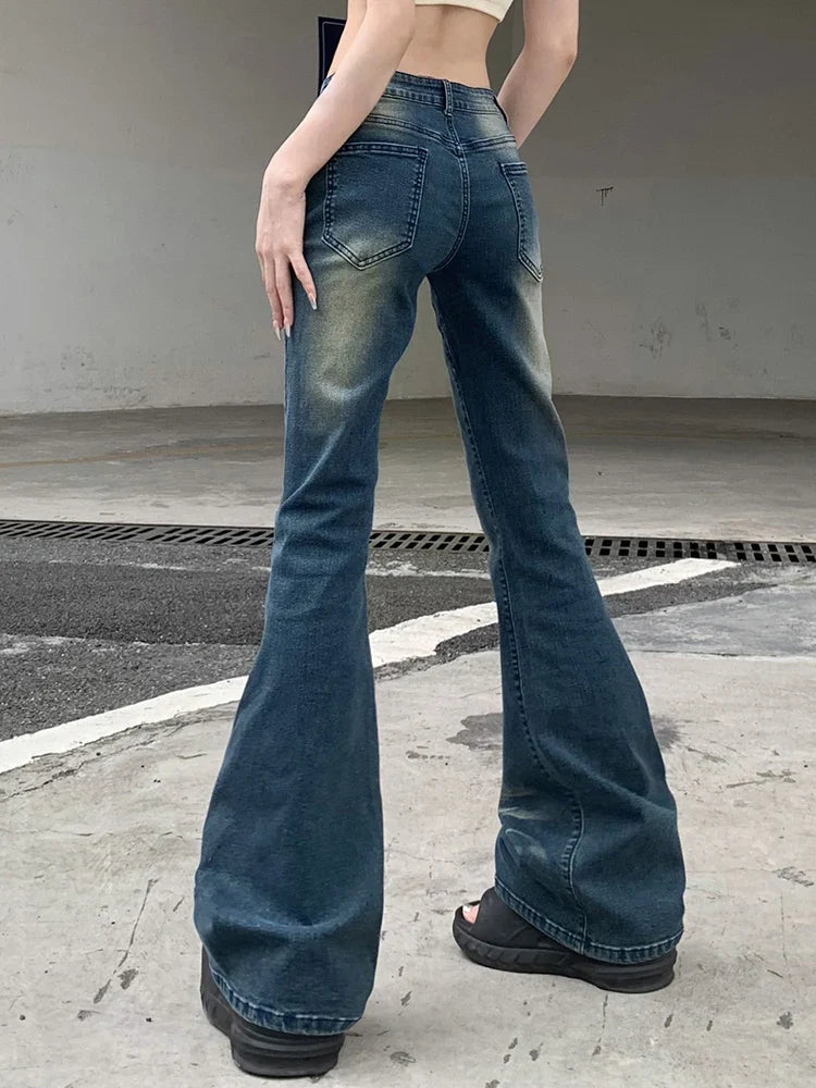 Cyber Y2K Grunge Fairycore Denim Trousers for Women