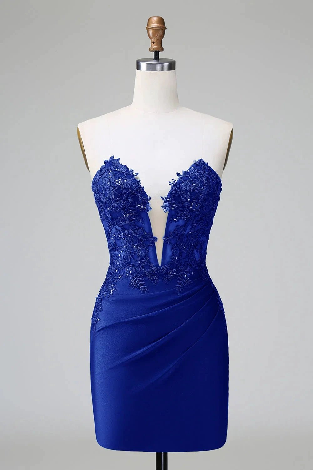 Classy Dark Green Bodycon Strapless Pleated Short Homecoming Dress with Beading by WEDTREND