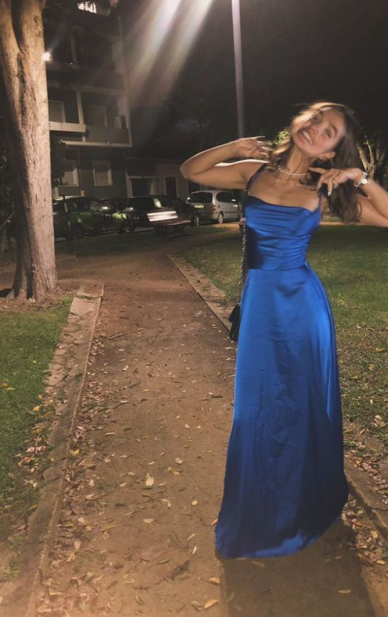 Royal Blue Satin A Line Prom Dress Formal Evening Dress J9880