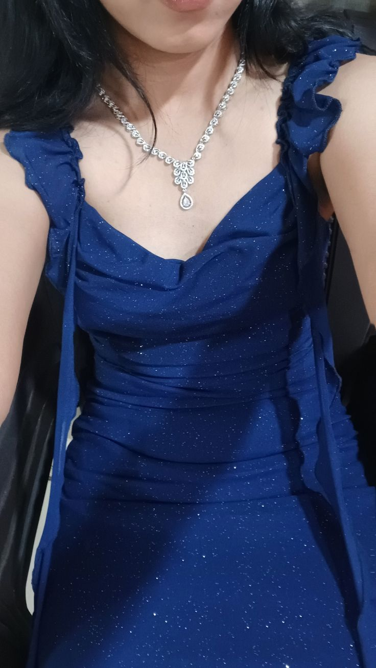Royal Blue Sparkle Formal Prom Dress Ruffled Evening Dress J10223
