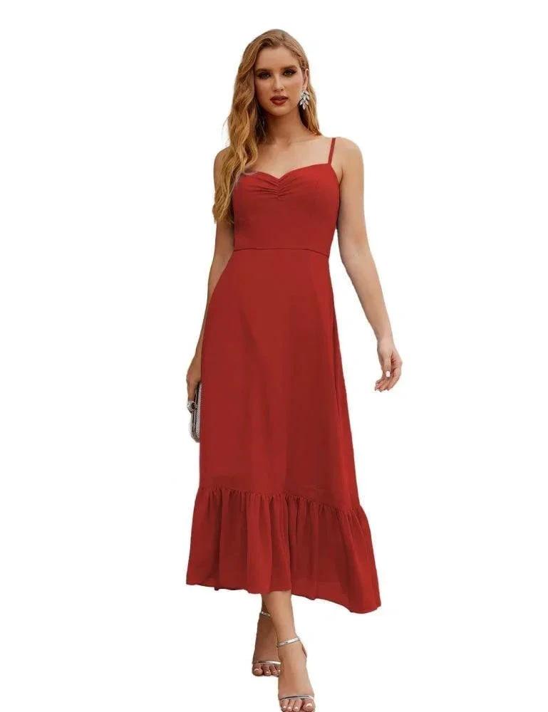 Numbersea Spaghetti Strap Chiffon Bridesmaid Dress Ankle Length Formal A Line Cocktail Party Homecoming Dress for Juniors SEA28028 by numbersea
