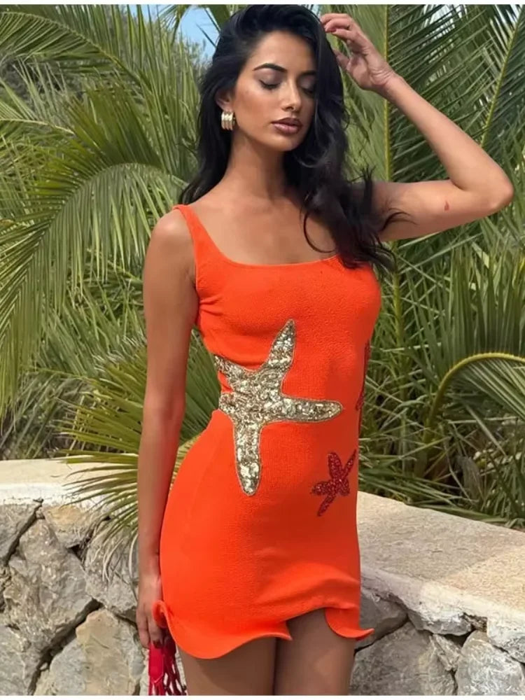 Starfish Sequin Slim Sling Mini Dress - View 4 | VelvetHem