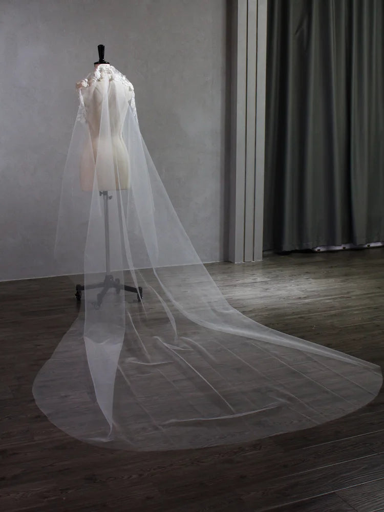 Long Pearl Bridal Veil Flower Lace Wedding Veils For Evening Dinner Party Dress Women Girl Gift Hair Accessories Brides Jewelry