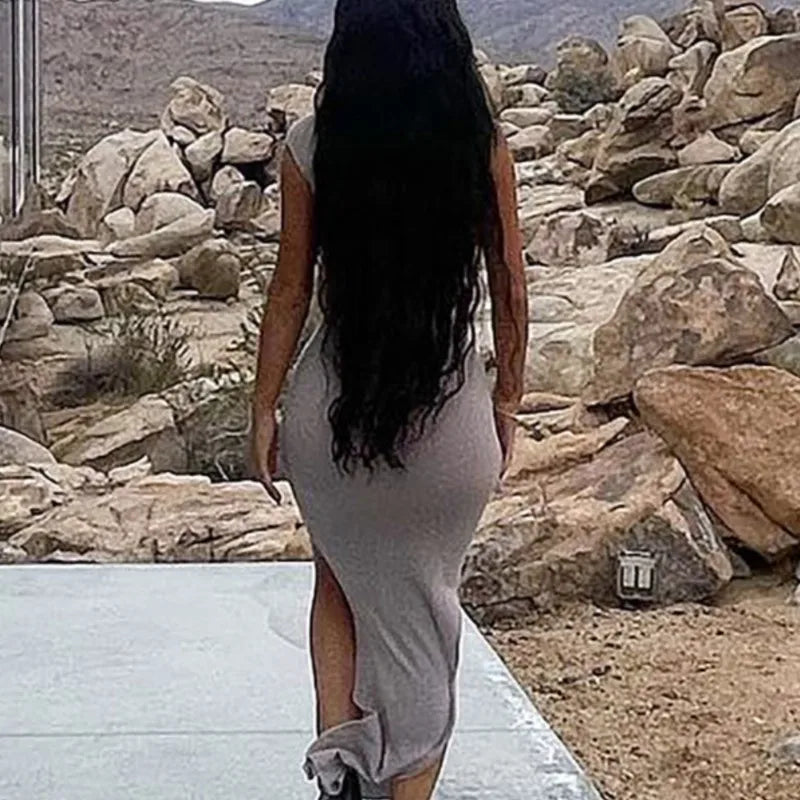 Slit Strapless Backless Maxi Party Dress - View 2 | VelvetHem