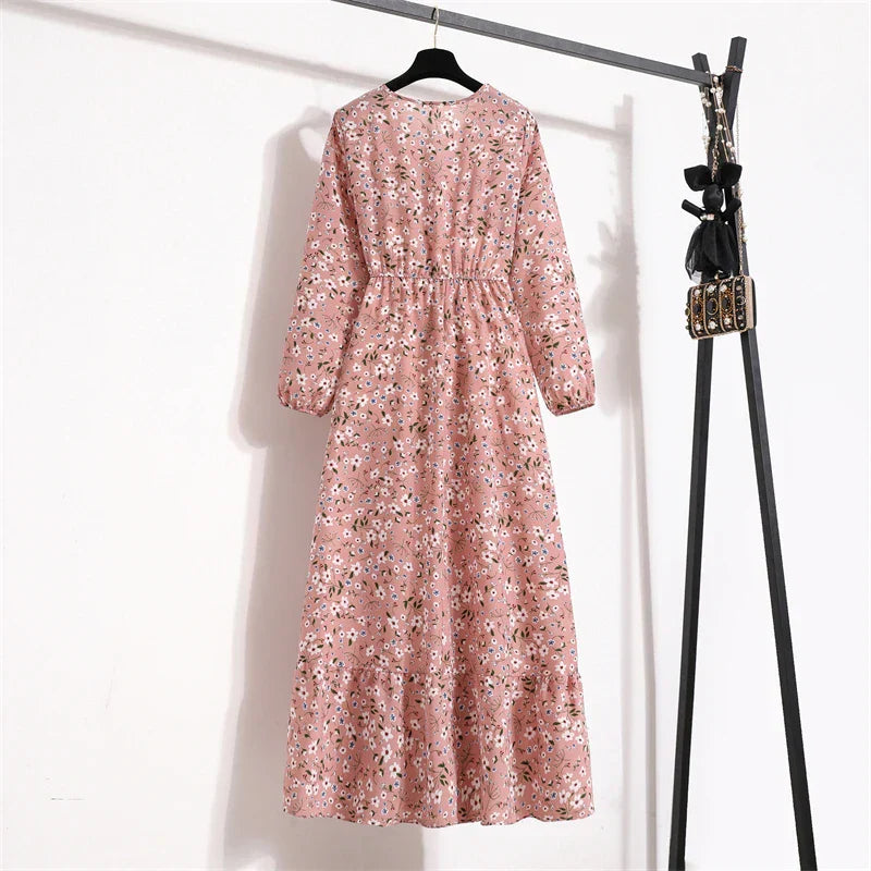 Erin Aesthetic Floral Long Dress for Summer Premium Wardrobe Essential