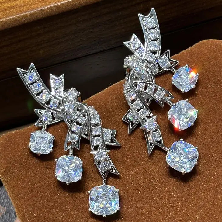 Silver Color Zircon Bridal Earrings CZ Cubic Zirconia Wedding Earring For Brides Bridesmaids Accessories Women Prom Jewelry - FashionDia