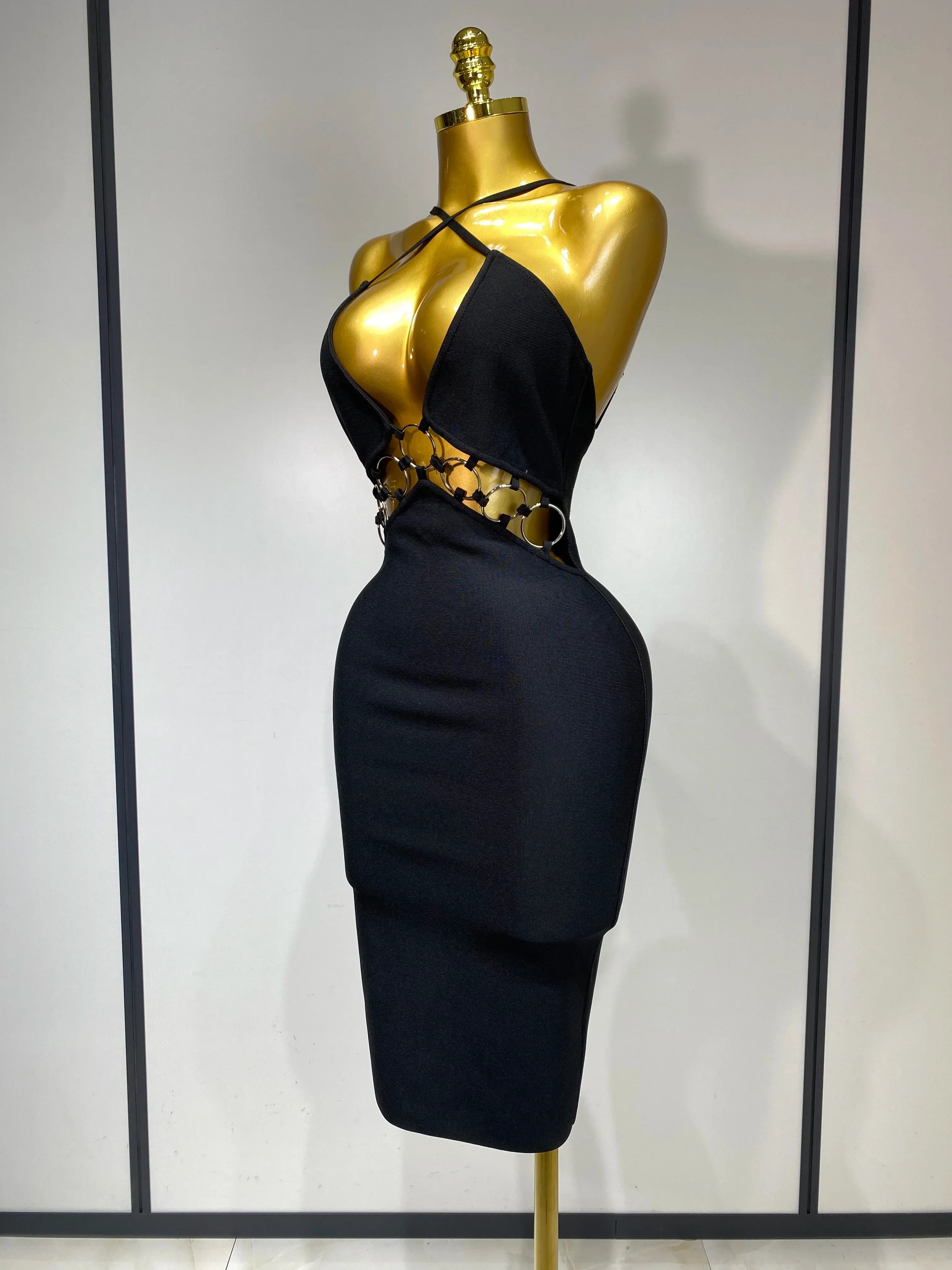 Women Sexy Backless Bodycon Bandage Dress Nightclub Party Evening Dress Luxury Birthday Cut Out Black Dresses