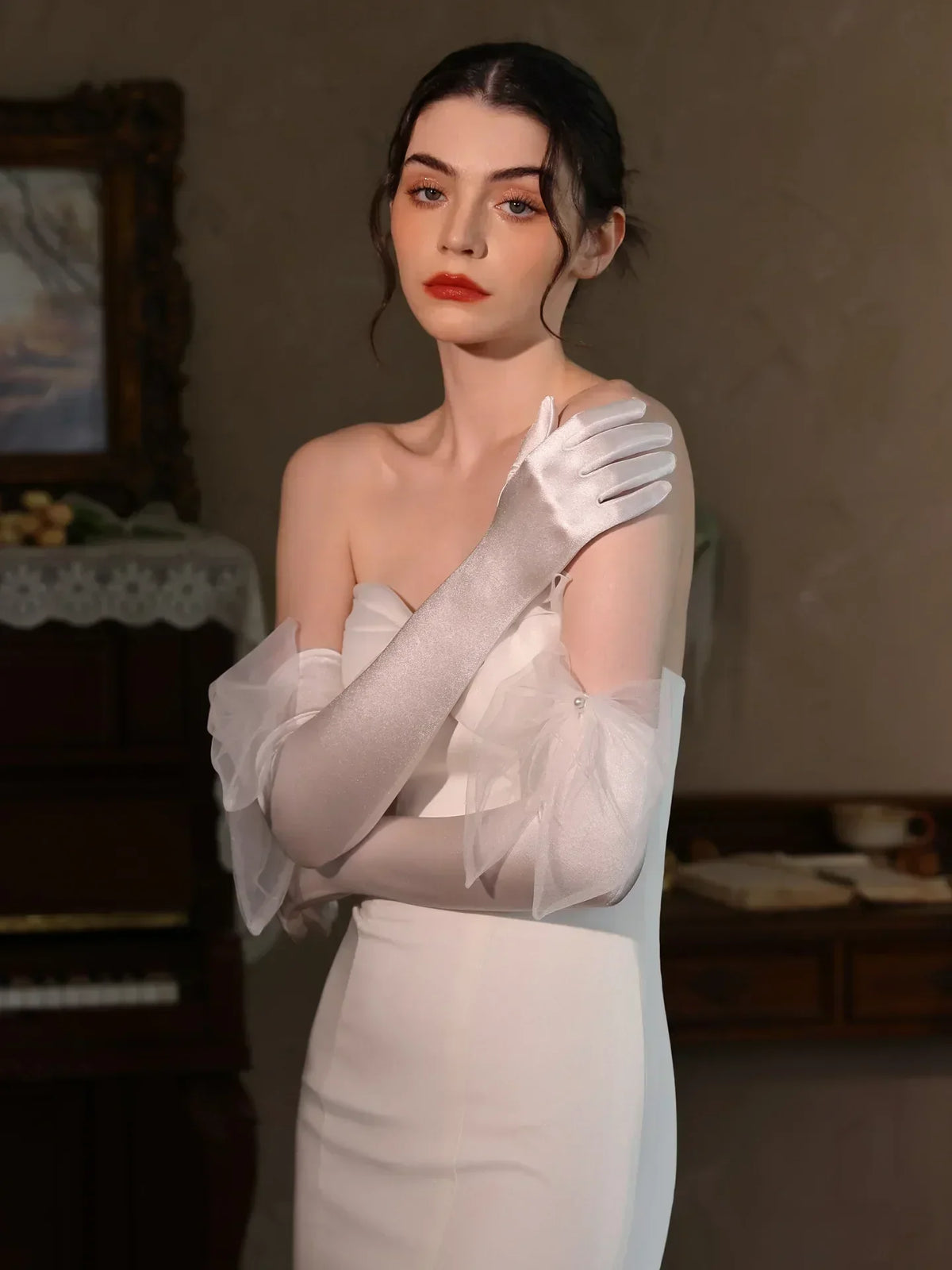 Long Bridal Gloves Bow Wedding Glove Girl Party Evening Dress Jewelry Brides Accessories - View 5 | FashionDia