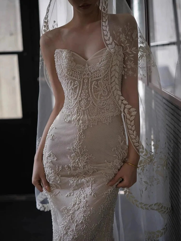 Long Bridal Veil Flower Lace Wedding Veils For Evening Party Dress Women Girl Hair Accessories Brides Jewelry