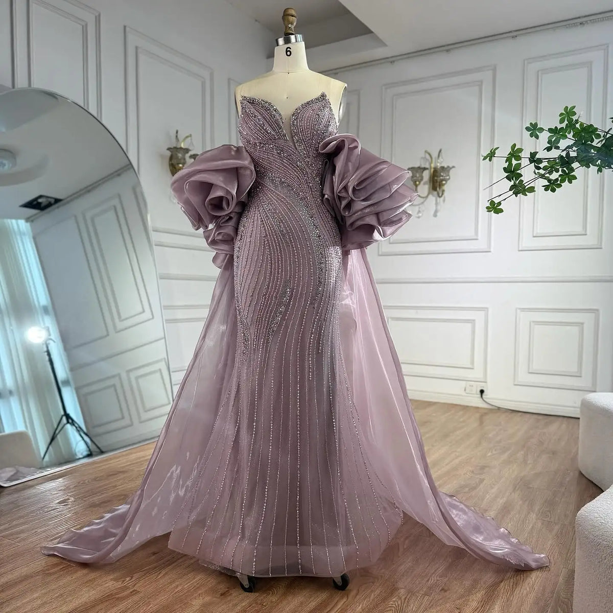 Zapdress Pink Strapless Mermaid Beaded Evening Dresses with Cape Elegant Party Gowns for Women Customized (ZD17223)