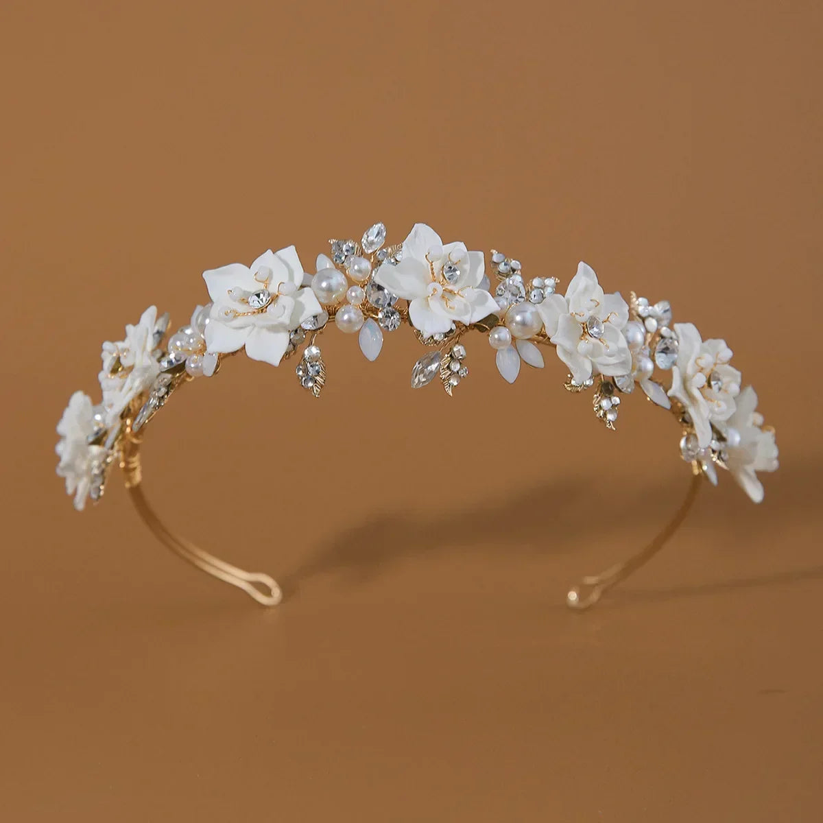 Flower Headband For Women Elegant Pearl Bridal Tiara Hair Hoops For Wedding Hair Accessories Party Bride Hair Jewelry Headdress