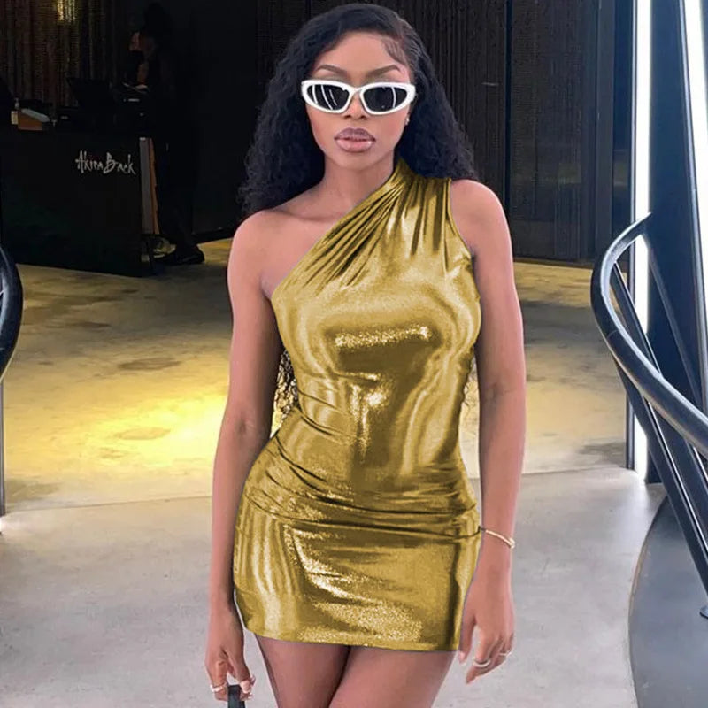 Glitter Sleeveless Slim Mini Party Dress - View 4 | VelvetHem