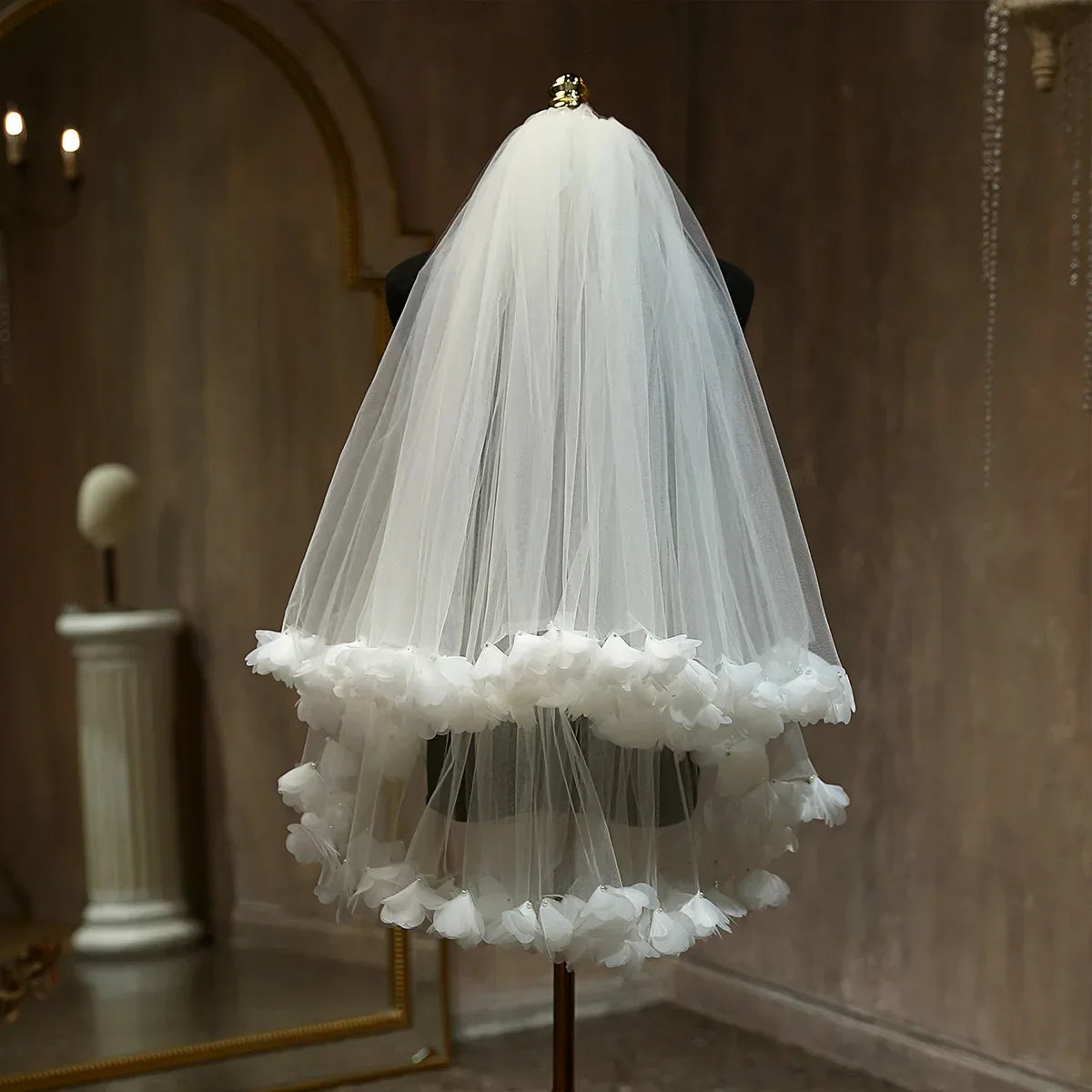 Flower Floral Bridal Veil Lace Wedding Veils For Evening Dinner Party Dress Women Girl Gift Hair Accessories Brides Jewelry