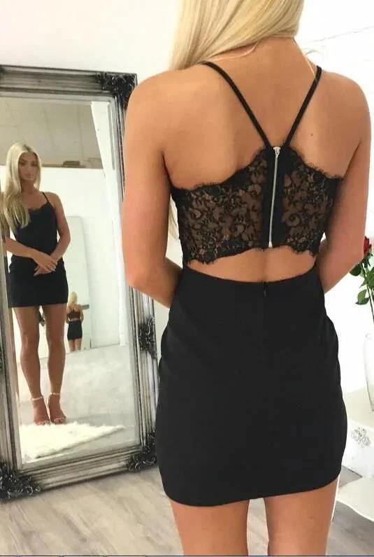 Little black dress short homecoming dress black homecoming dress S1189 by simplepromdress