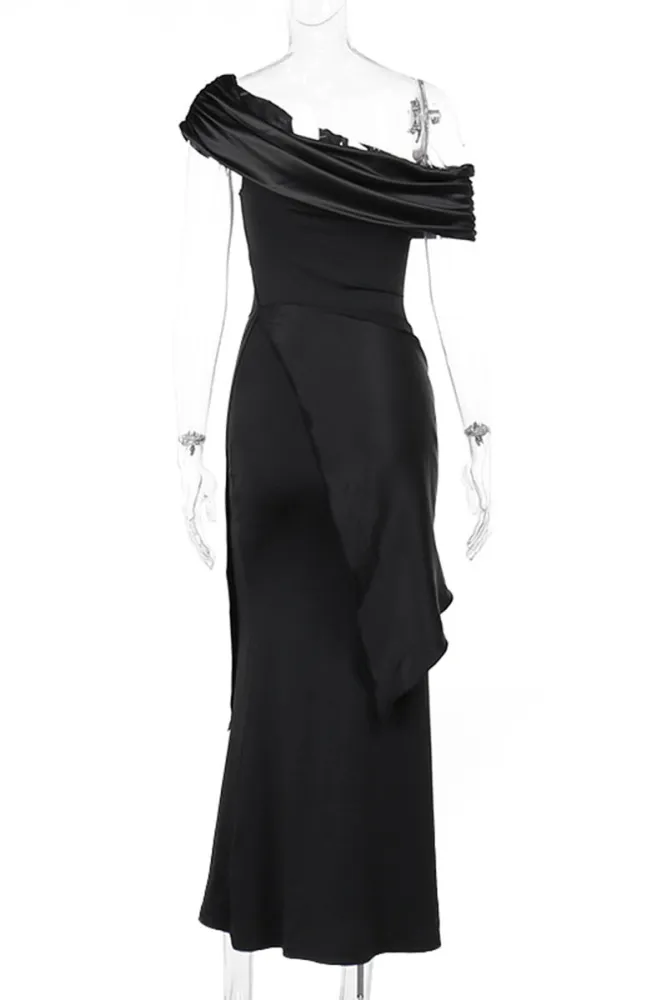 Fashion Black Off-the-Shoulder Prom Dress Sexy Party Evening Gown - View 4 | FashionDia