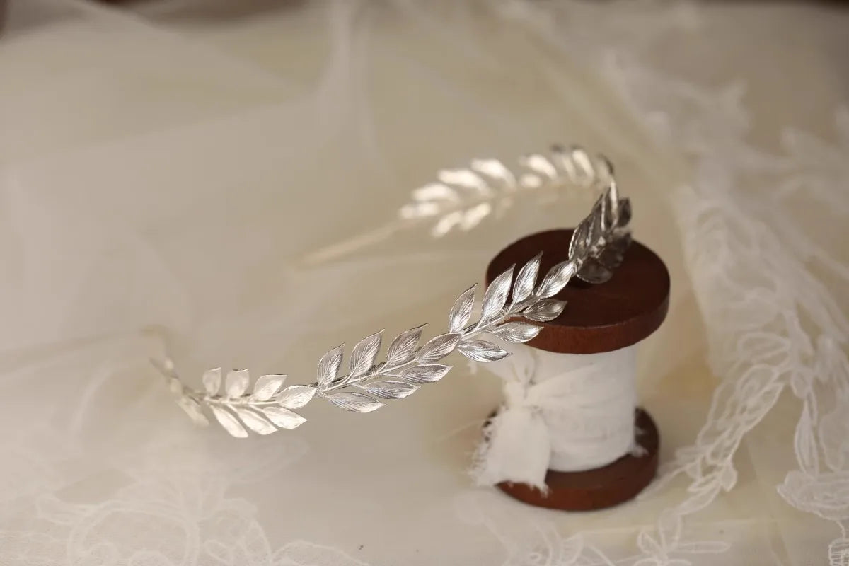 Silver Color Headband Hairband Leaf Headpiece Headdress Brides Birthday Gift Tiara Crown Bridal Jewelry Wedding Hair Accessories - View 2 | FashionDia