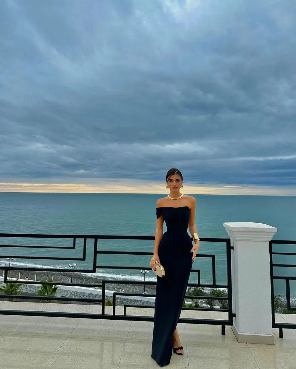 Elegant Red Mermaid Prom Dress Elastic Satin Square Long Sleeves Floor Length Formal Evening Dress vestido de gala