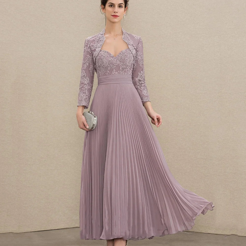 Mother Of The Bride Dress - Customized Elegant Chiffon Bridal Dress A Line Sweetheart Wedding Party Gowns Formal Occasion Applique Mother Dresses For Bride as picture