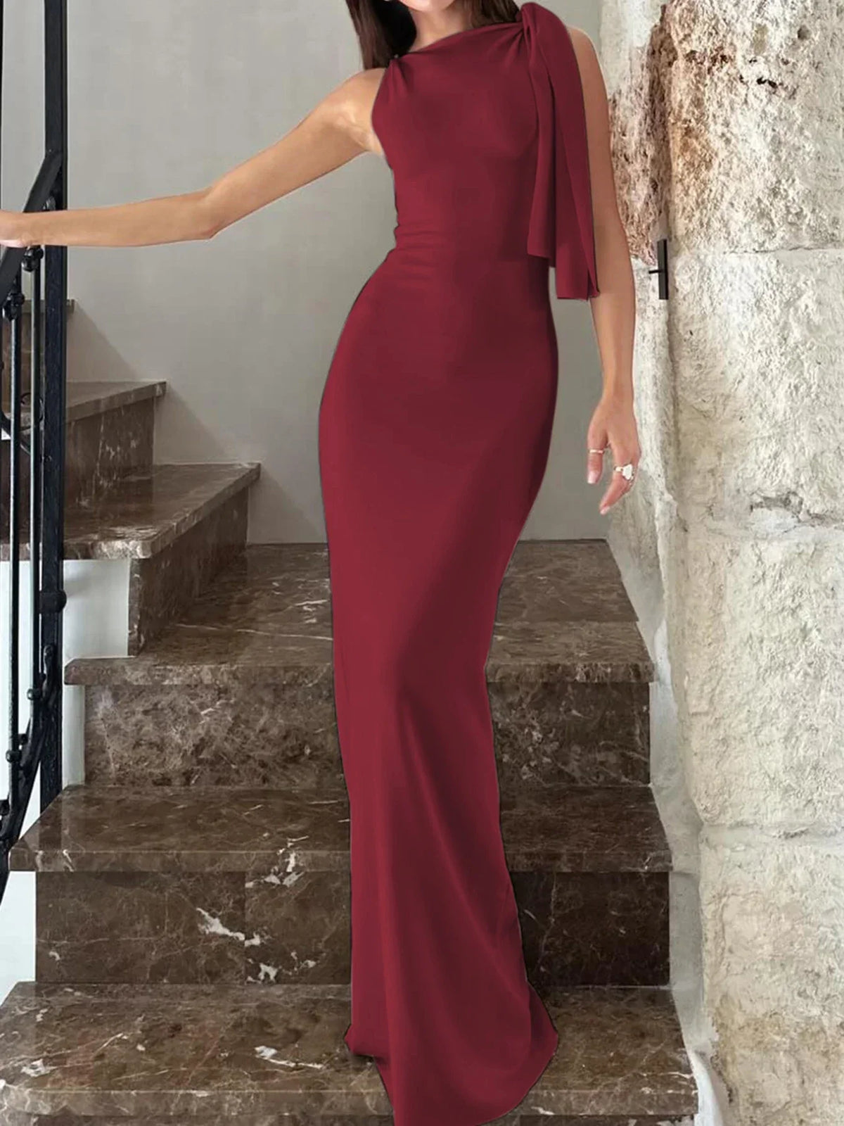 Patchwork O Neck Sleeveless Maxi Dress - View 15 | VelvetHem
