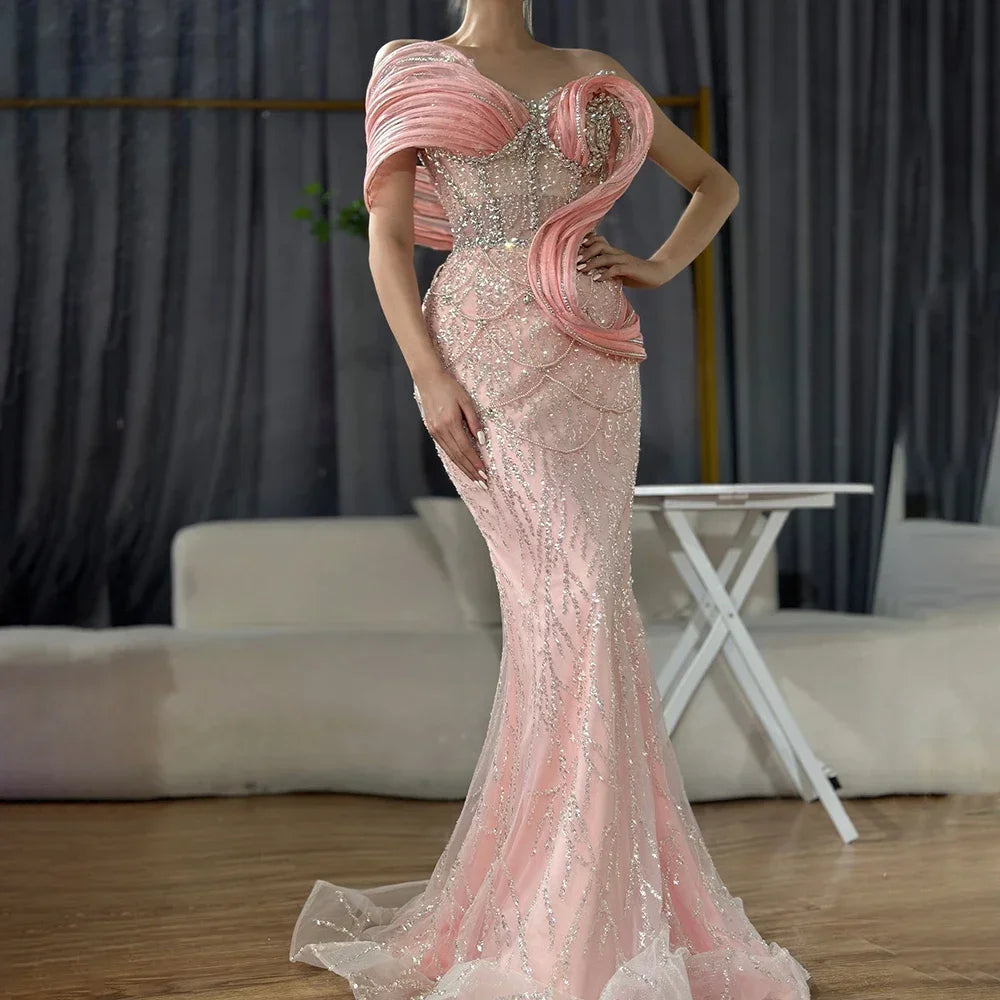 Zapdress Wine Red Mermaid One Shoulder Beaded Cut Out Evening Dresses Classic Party Gowns for Women DLA72455 Customized (ZD17246)