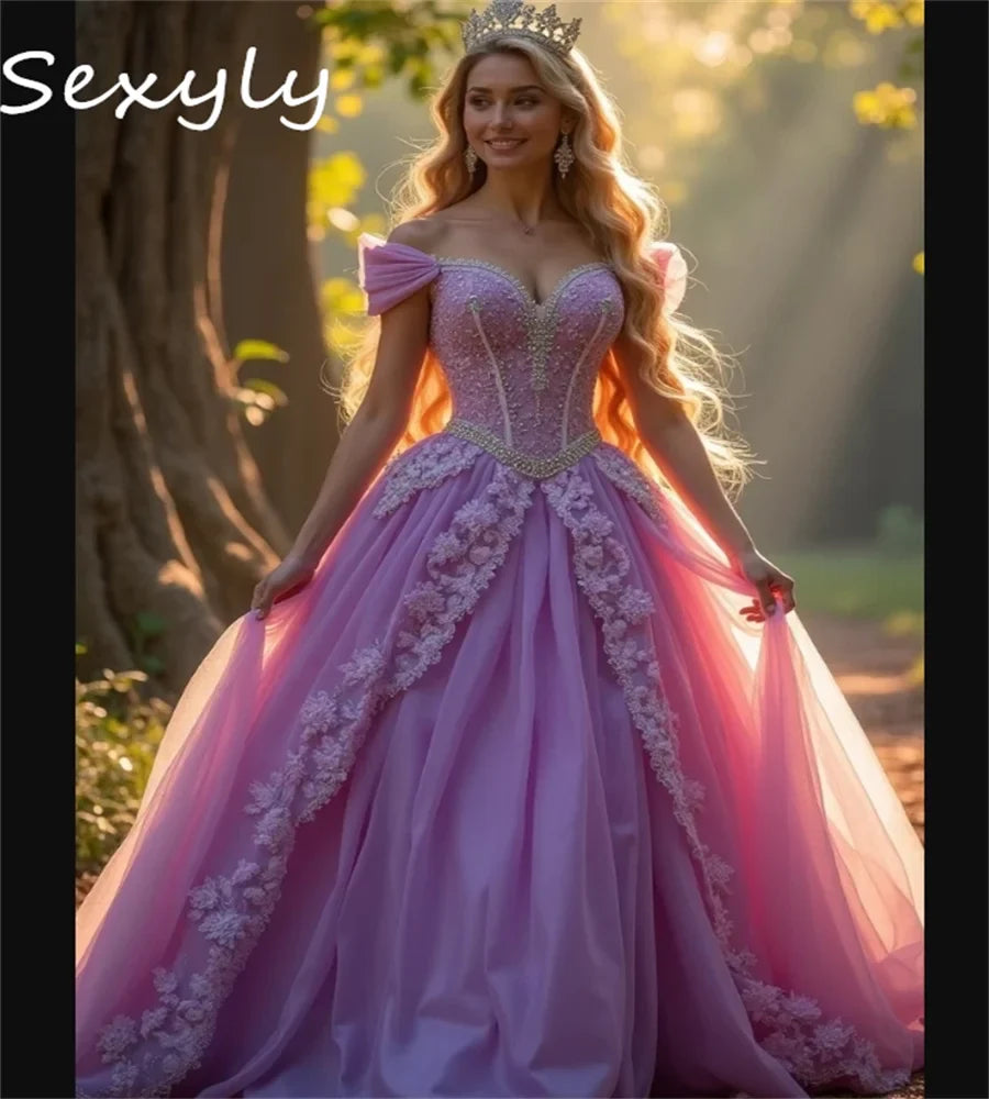 Fairy Pink Vestidos De 15 Quinceañera Fantasy Vestidos De 15 Xv Años Princess Lace Sweet 16 Dress Charro Prom Customized Pink