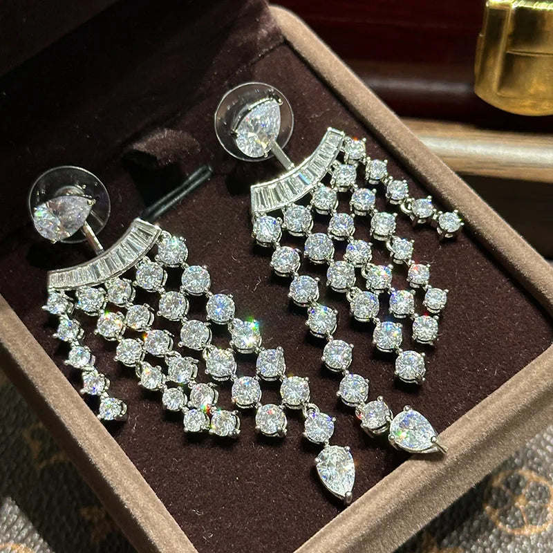 Big Large AAA Zircon Bridal Earrings CZ Cubic Zirconia Wedding Earring For Brides Accessories Women Birthday Gift Jewelry - View 7 | FashionDia