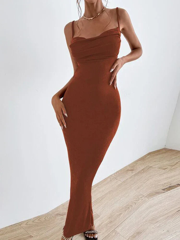 Square Neck Pleated Maxi Dress - View 2 | VelvetHem