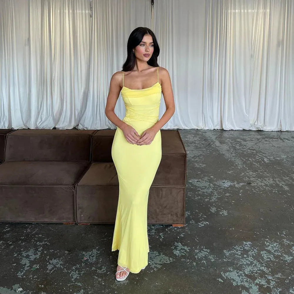 Yellow Simple Prom Gowns Satin Evening Dresses Prom Dress Modern Celebrity Gown Outfit Mermaid Party Dress Yellow