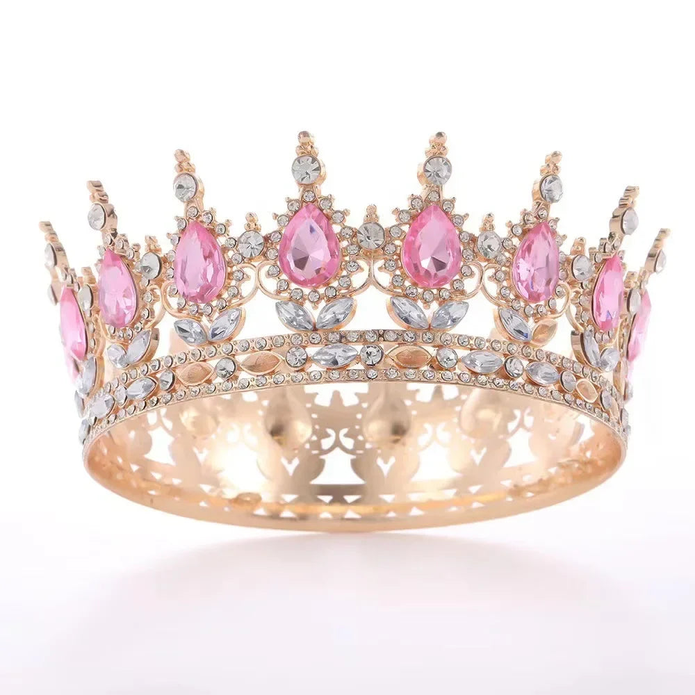 Princess Queen Crowns For Women Wedding Bridal Headdress Baroque Round Tiaras Crowns For Pageant Birthday Party Hair Jewelry as pic 3
