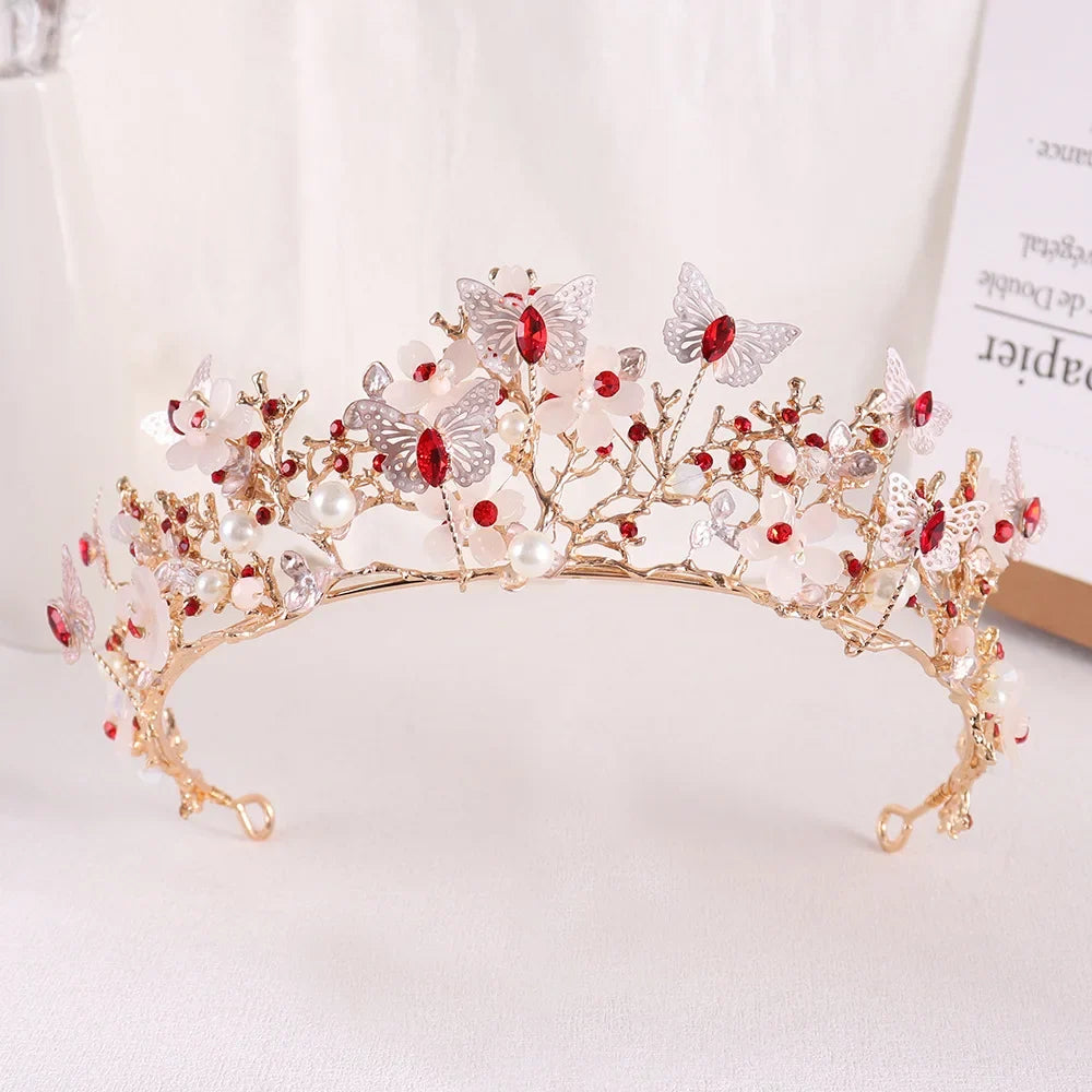Wedding Crowns For Bride Crystal Flower Fairy Bridal Tiara Crown For Women Girlfriend Diadem Party Bride Hair Jewelry Headdress as picture 1