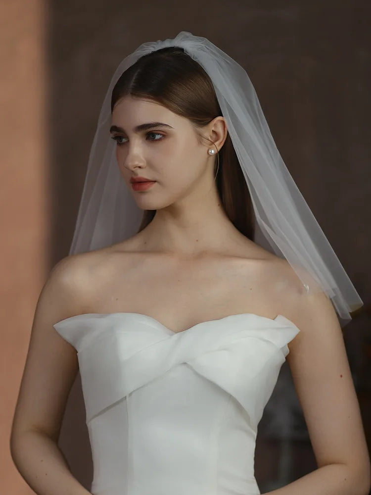 Short Heart Bridal Veil White Lace Wedding Veils For Evening Dinner Party Dress Women Gift Hair Accessories Brides Jewelry - View 4 | FashionDia