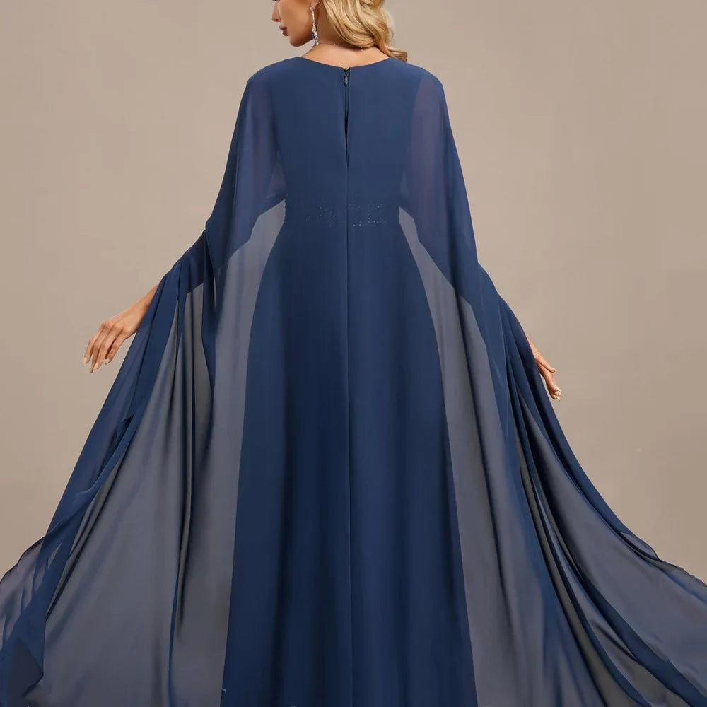 Elegant Chiffon Bridal Dress Split Customized A Line V Neck Wedding Party Gowns Formal Floor Length Mother Dresses For Bride