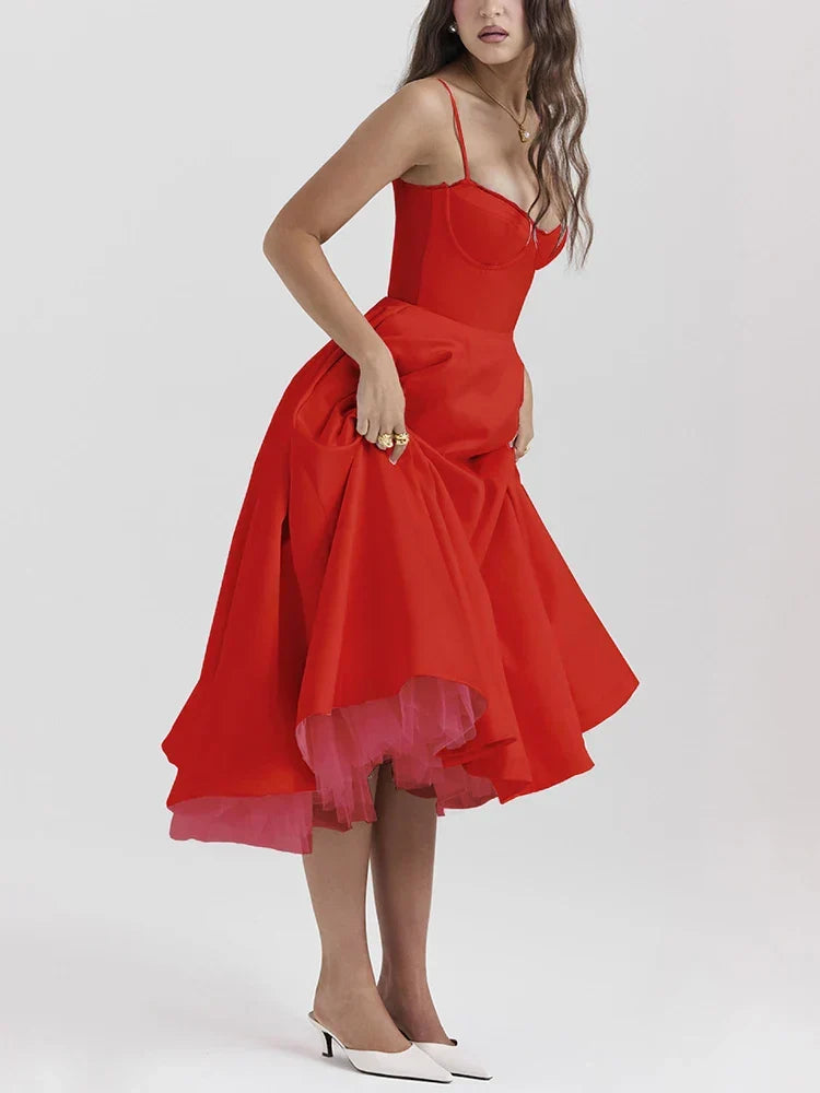 A-line Backless Spaghetti Strap Midi Dress - View 8 | VelvetHem