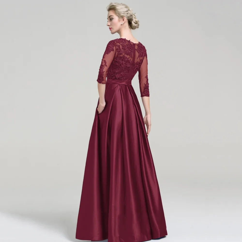 Mother Of The Bride Dress - Customized Elegant Lace Mother Dresses For Bride A Line O Neck Wedding Party Gowns Floor Length Formal Occasion Bridal Dress