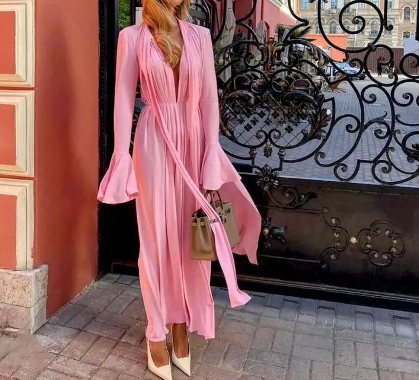 Hollow Flower Long Sleeve Maxi Dress - VelvetHem