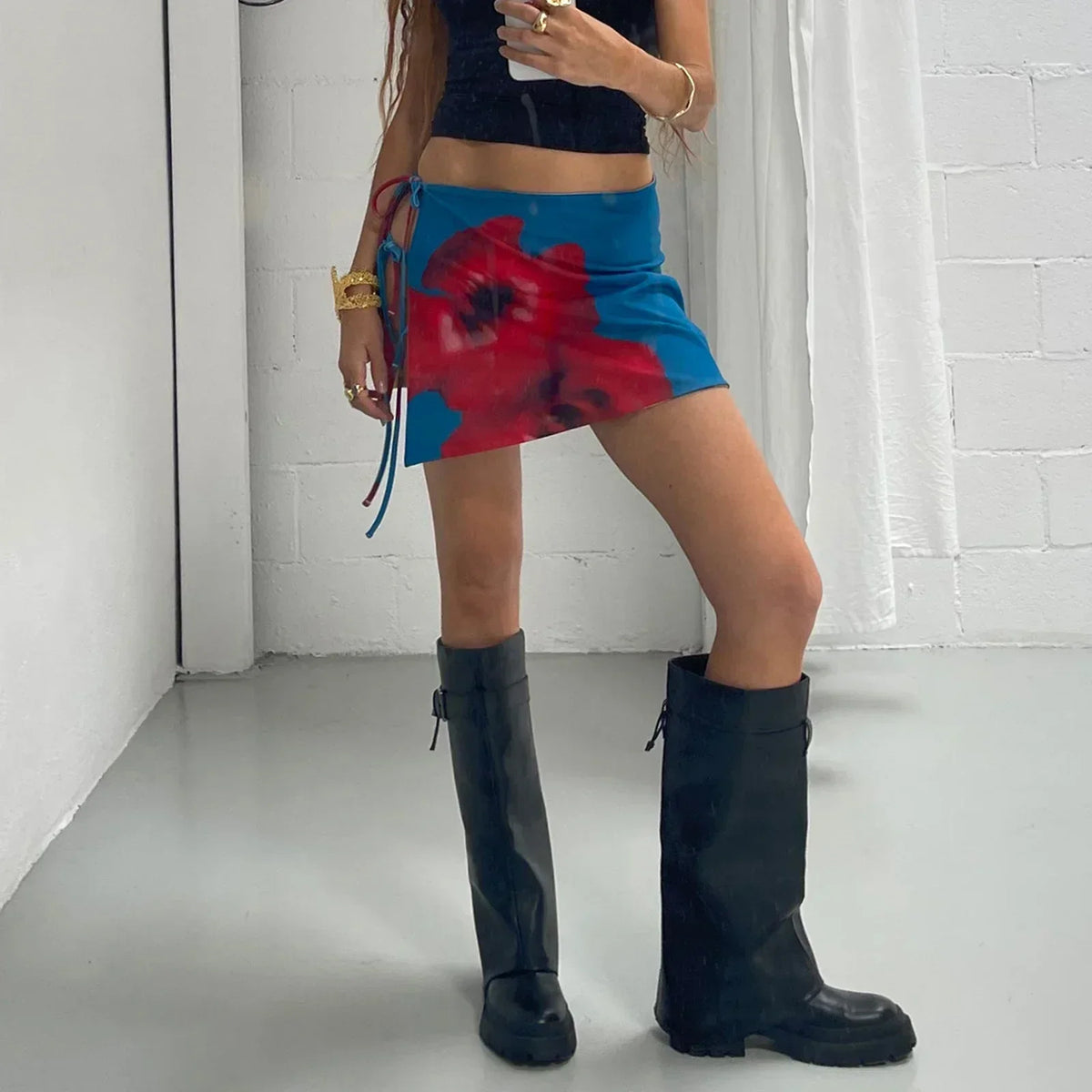 Vintage Tie-Dye Low Waist Floral Dress - View 2 | VelvetHem