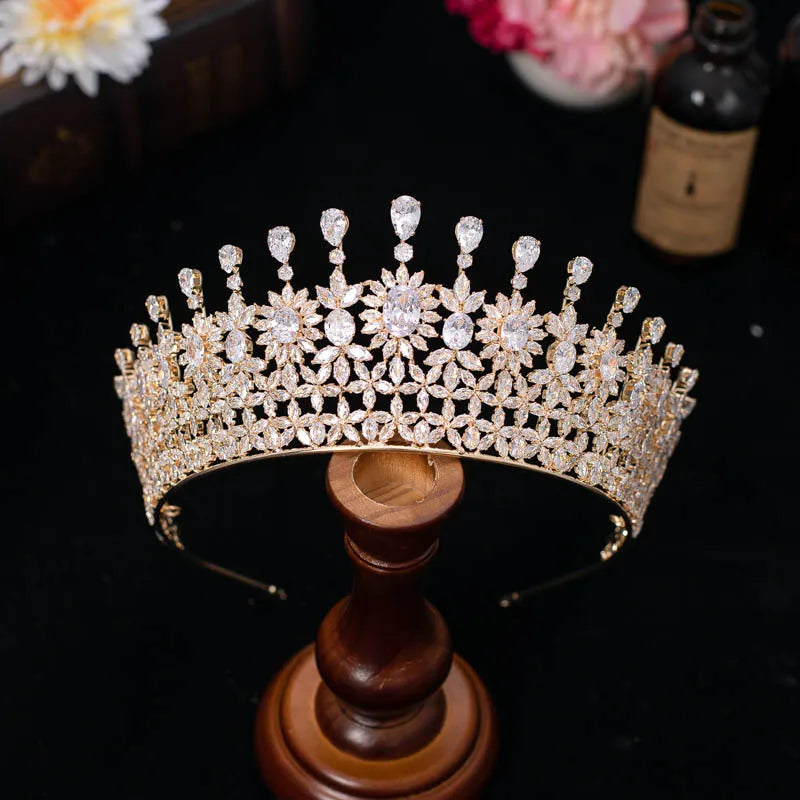 Bridal Hair Jewelry AAA Zircon Tiaras and Crowns Zirconia Headpiece For Brides Women Princess Queen Headband Wedding Accessories - View 5 | FashionDia