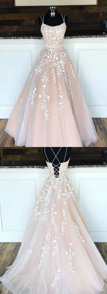 Custom made tulle lace long prom dress evening dress S4461 - VelvetHem