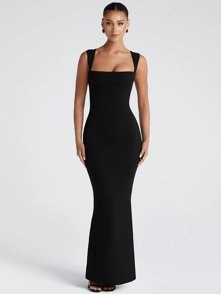 Square Neck High Waist Maxi Dress - View 4 | VelvetHem