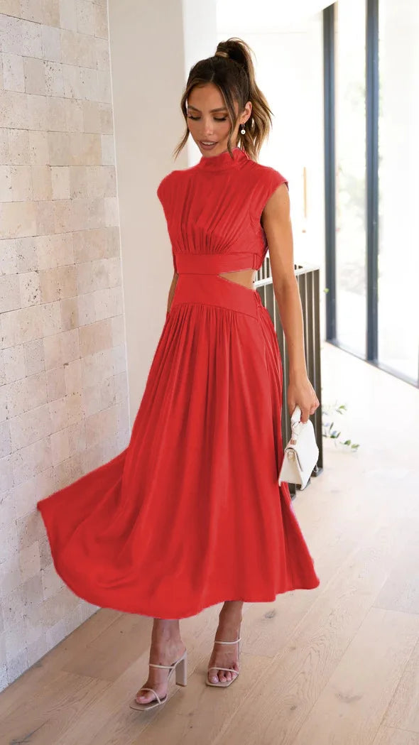 Amalia Chic Pleated Maxi Dress for Women Elevated Occasion Wear