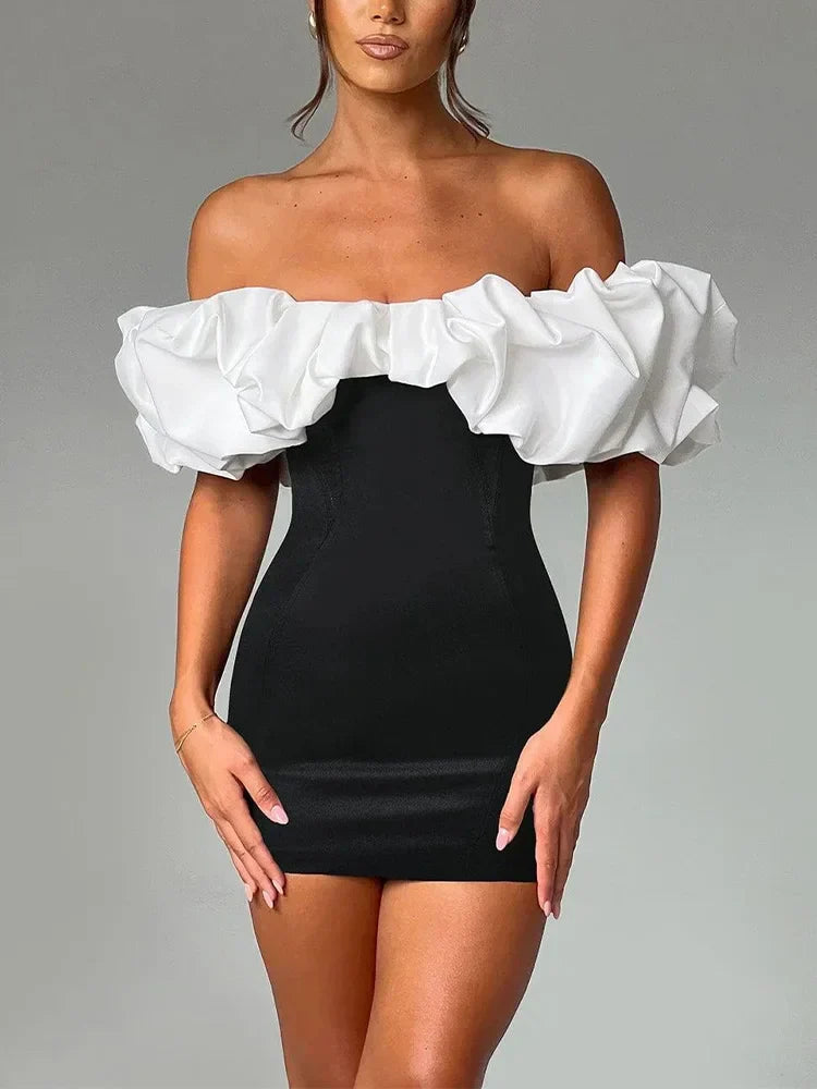 Sleeveless Single Shoulder Bubble Pleated Silk Dress - VelvetHem