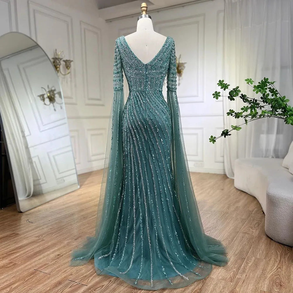 Zapdress Turquoise Beaded Sweetheart Mermaid Evening Gown Overskirt Dubai Party Dresses for Women 2025 DLA72314 Customized (ZD17250)