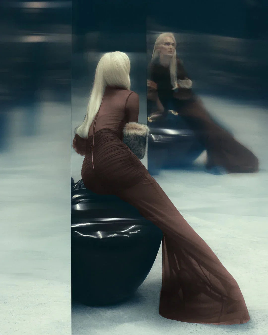 Brown Khaki Color Women Long Sleeve Sexy Mesh Bodycon Long Maxi Dress Runway Fashion Celebrate Evening Dress black