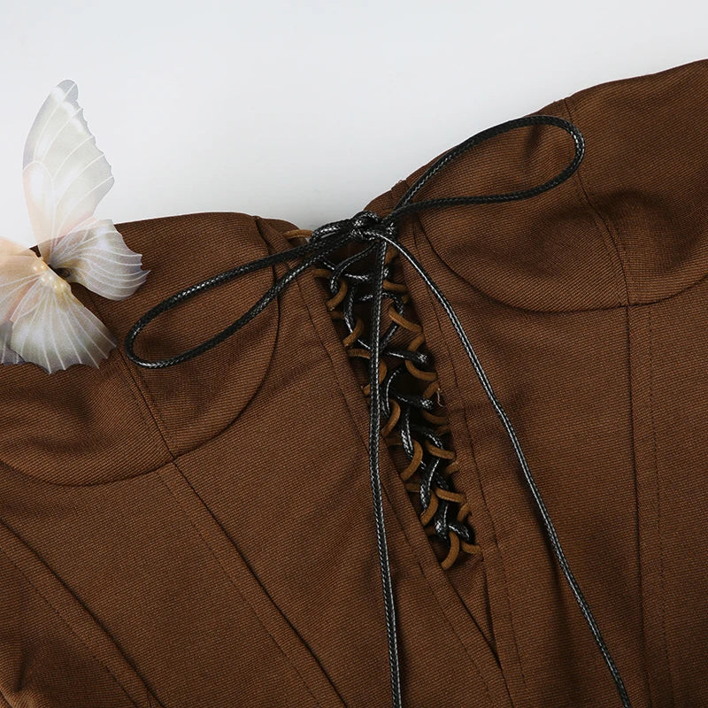 Sexy Women Butterfly Detail Strapless Long Dress Aesthetic Chic Detachable Corset Top Vintage Elegant Maxi Dresses
