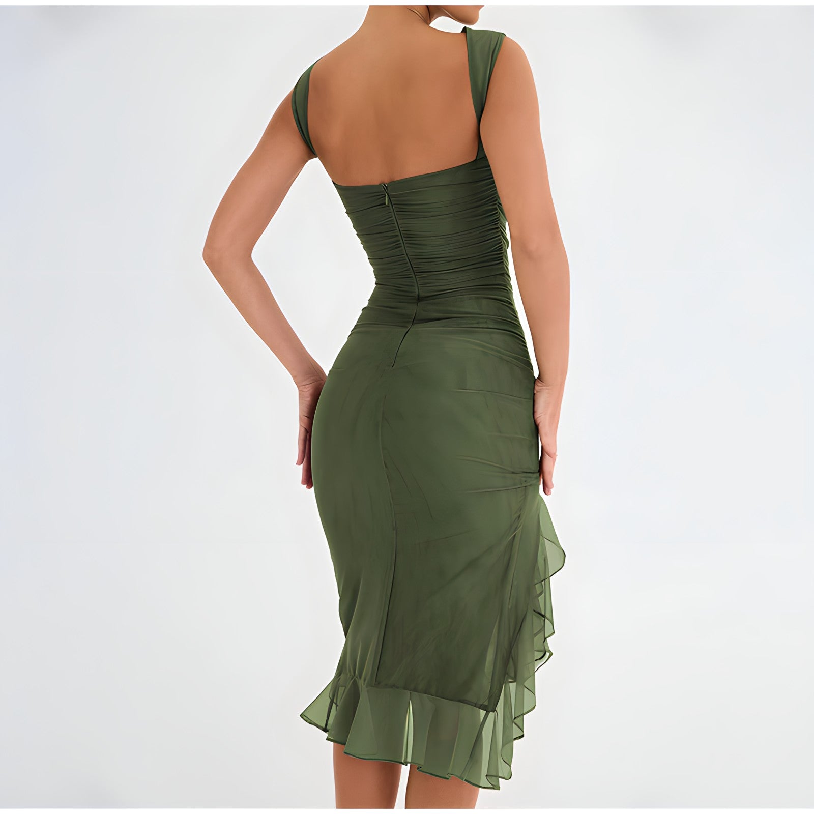 Effortless Penelope Midi Dress with Ruffles Boutique Collection