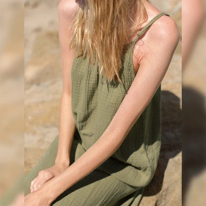 Spaghetti Strap Casual Cotton Midi Dress - View 6 | VelvetHem