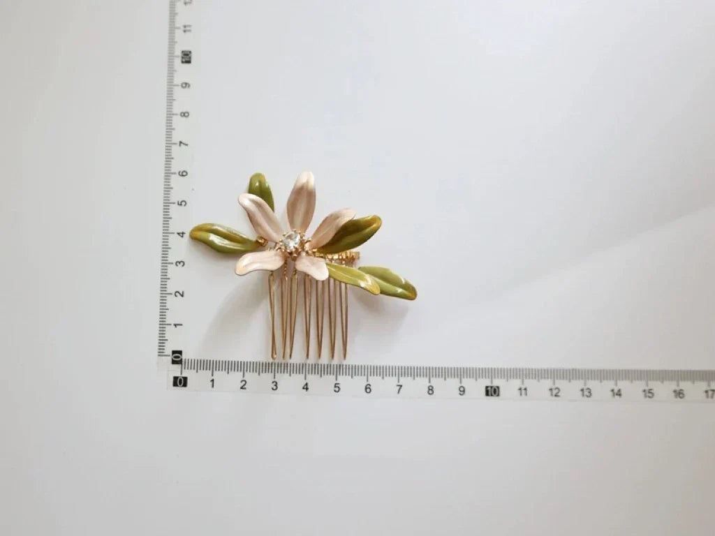 Bridal Jewelry Flower Hair Comb Pin Clip Gold Color Hairpin For Brides Leaf Crystal Rhinestones Head Pieces Wedding Accessories - View 7 | FashionDia